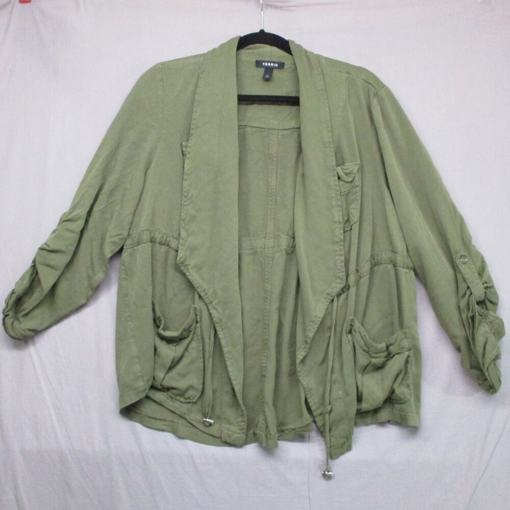 Torrid Tunic Open Top Quarter Sleeve W/ Pockets Army Green Women Size‎ | 1 - Picture 2 of 14